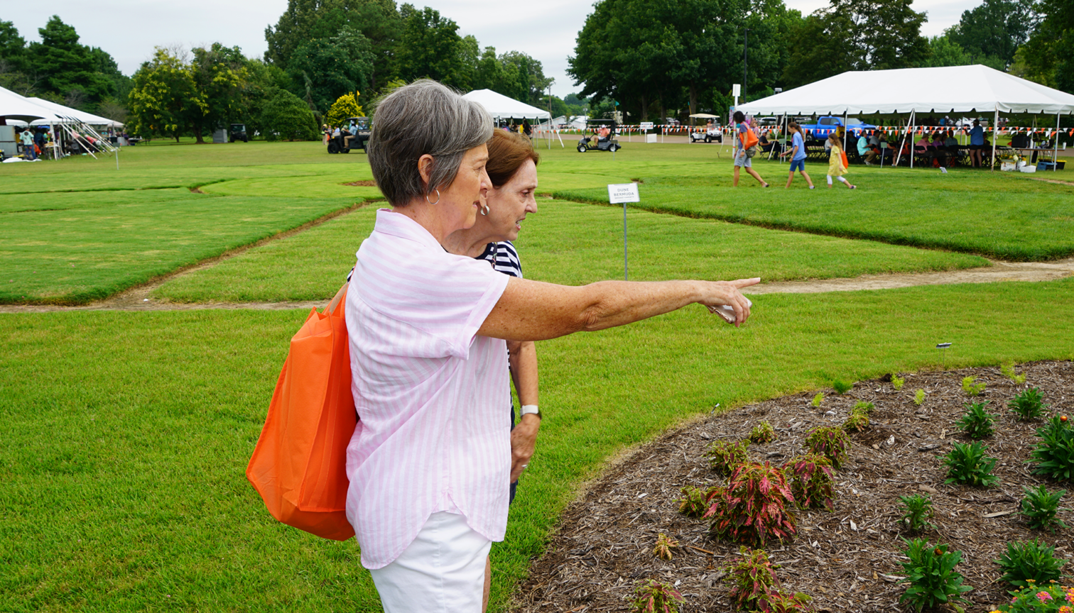 Attendees at a Summer Celebration event enjoying the UT Gardens, Jackson.